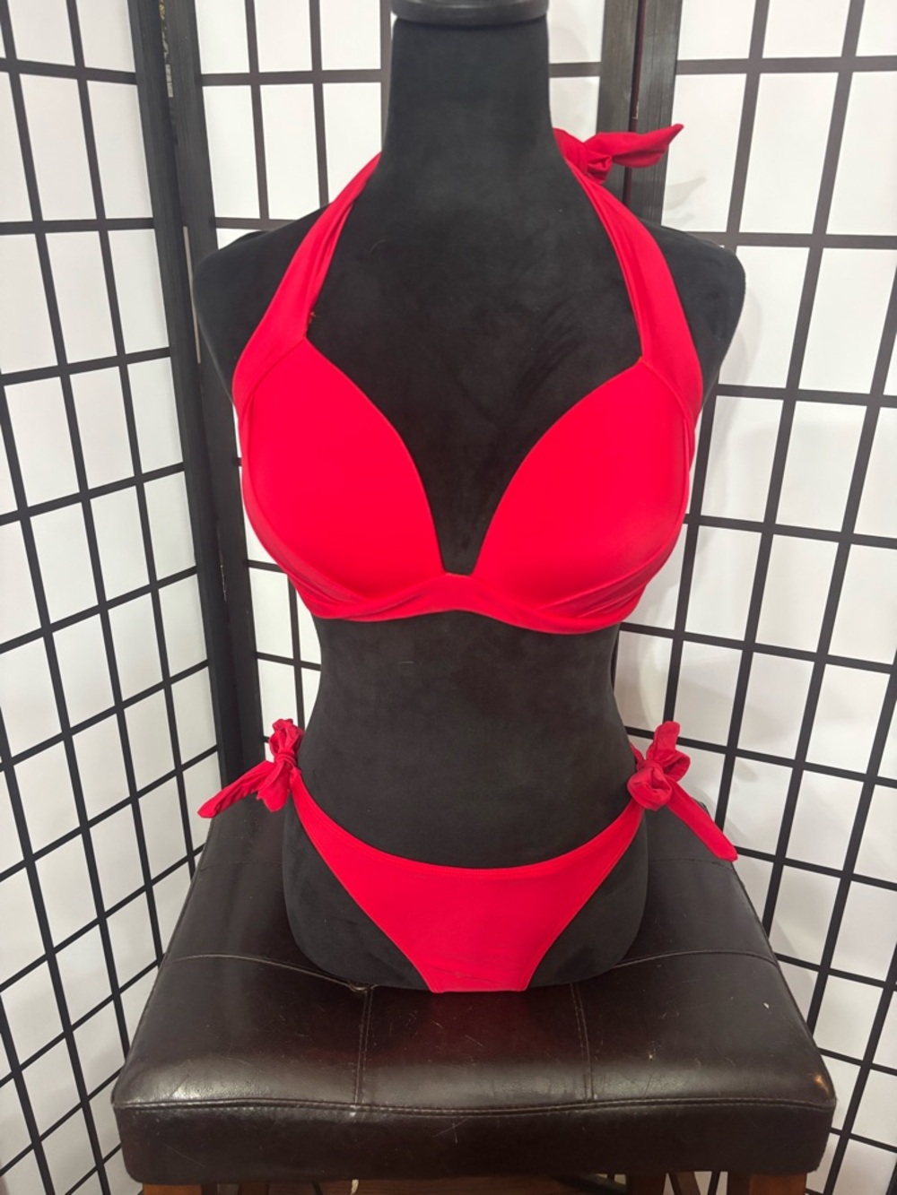 SHEIN Red Halter Tie Bikini Set